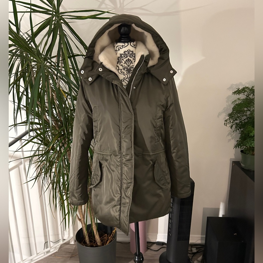 Olive Green Women's Parka Jacket - Picture 7 of 12